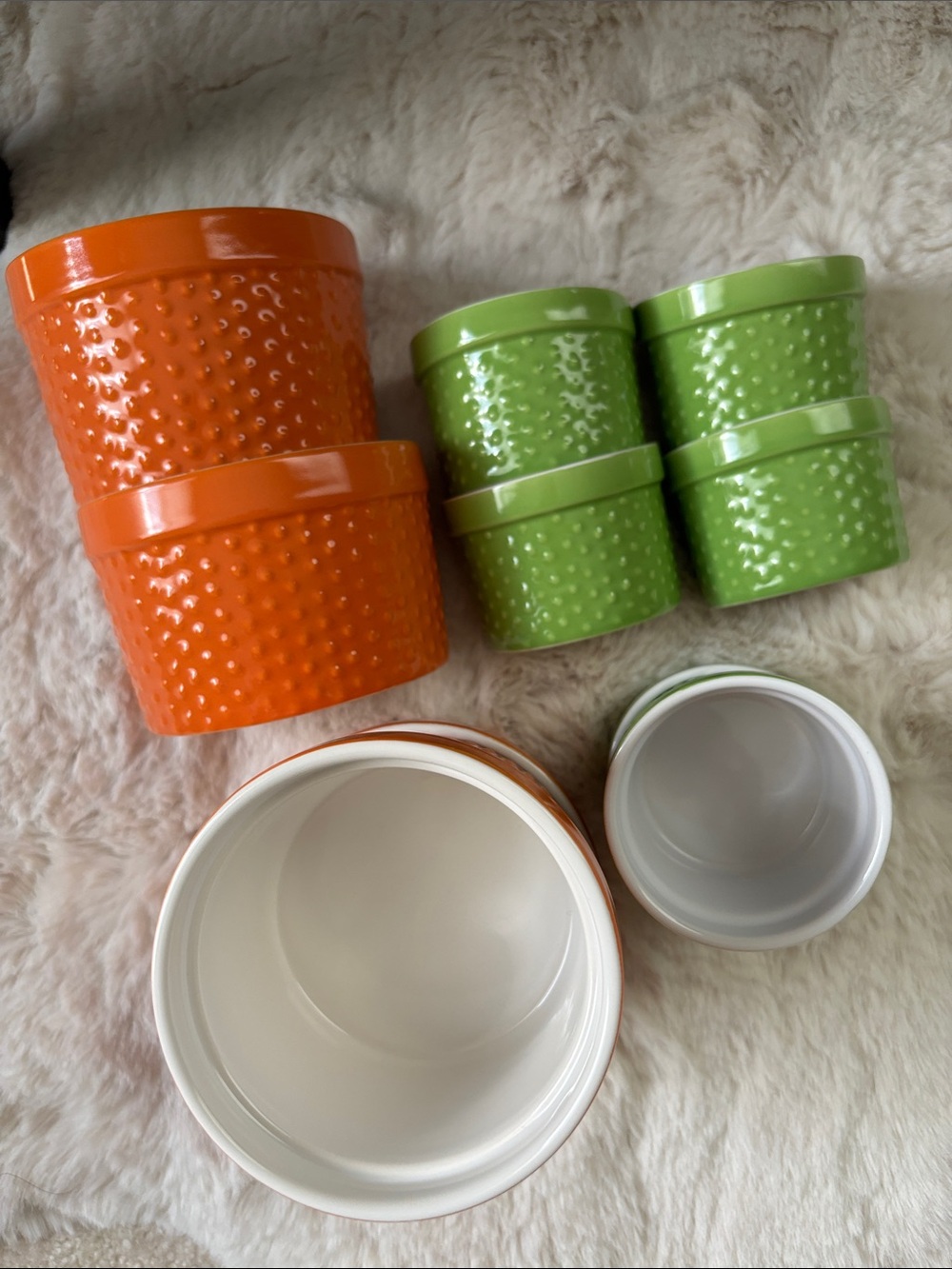 Home Essentials Orange and Lime Textured Ceramic Planter Set
